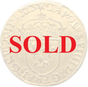 中世フランス 1569年A  エキュ 金貨　シャルル9世　パリミント　PCGS　UNC鑑定