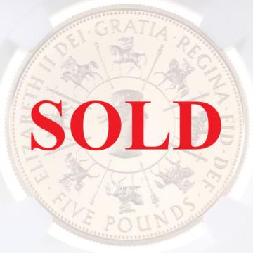 イギリス　1993年　5ポンド プルーフ金貨　エリザベス2世 戴冠40周年記念　NGC PF69 ULTRA CAMEO