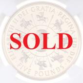 イギリス　1993年　5ポンド プルーフ金貨　エリザベス2世 戴冠40周年記念　NGC PF69 ULTRA CAMEO