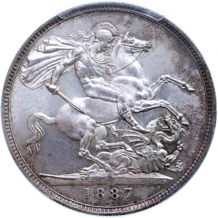 ビクトリアクラウン銀貨　ジュビリーヘッド　1887  PCGS  トーン有り