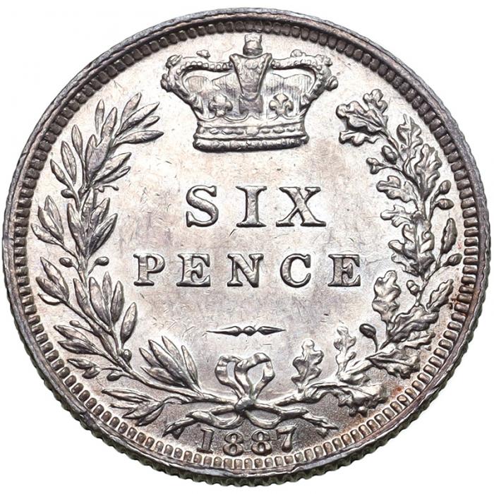 イギリス1887年銘 6ペンス銀貨 ヴィクトリア ビクトリア Victoria 