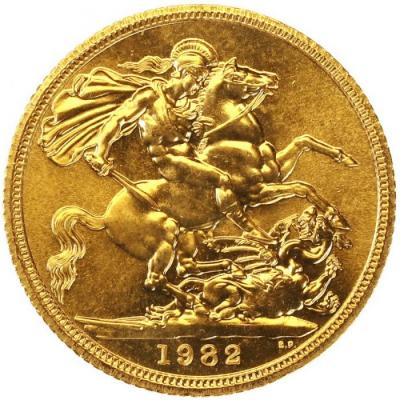 イギリス　1982年　ソブリン　金貨　エリザベス