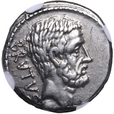 古代ローマ帝国　 BC54年 デナリウス銀貨　AHALA　BRUTUS　アハラ　ブルータスNGC　Ch　VF　