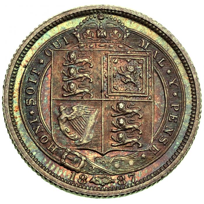イギリス1887年銘 6ペンス銀貨Sixpence ヴィクトリア ビクトリア 