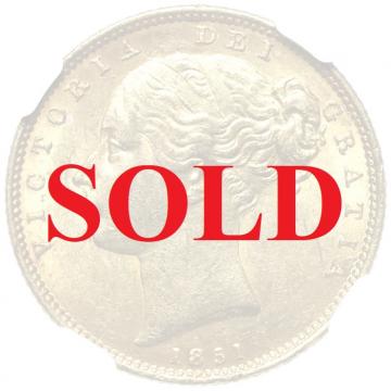 イギリス　1851年　ソブリン金貨Sovereign　ヴィクトリア　ビクトリア　Victoria　ヤングヘッド　NGC　MS61