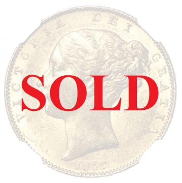 イギリス　1847年　ソブリン金貨　ヴィクトリア　ビクトリア　Victoria　ヤングヘッド　NGC　AU58