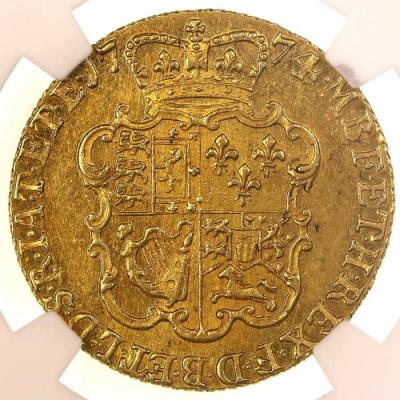 イギリス　1774年銘　ギニー金貨　ジョージ3世　NGC MS61 EPN Collection