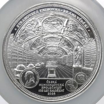 チェコ共和国　2024年　5オンス75mm大型純銀メダル　チェコ貨幣協会105周年記念　NGC PF70 Ultra Cameo　パーフェクト　レア