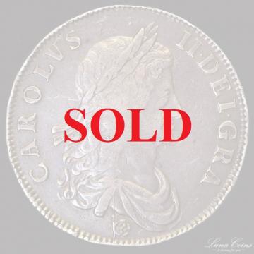 イギリス　チャールズ2世　1662年　クラウン　銀貨　S3350　40mm超大型　First Bust