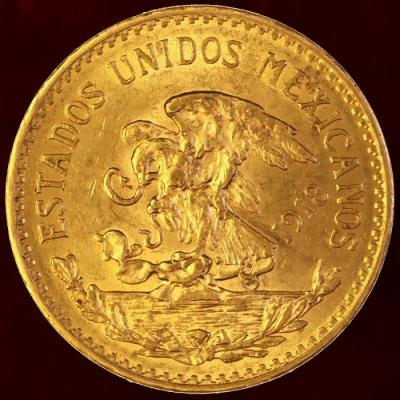 メキシコ　1918年銘オリジナル年号　20ペソ金貨　神秘のパワーアステカカレンダー　