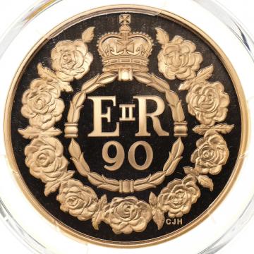 イギリス 2016年 エリザベス2世 生誕90周年記念 5ポンド プルーフ金貨　PCGS PR69DCAM