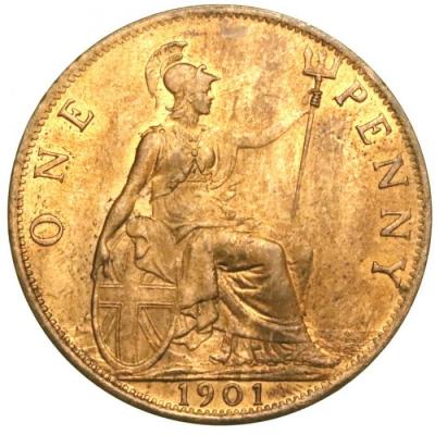 SOLD　イギリス　1901　ヴィクトリア　ヴェールド　オールド　ハーフペニー　1/2ペニー　銅貨