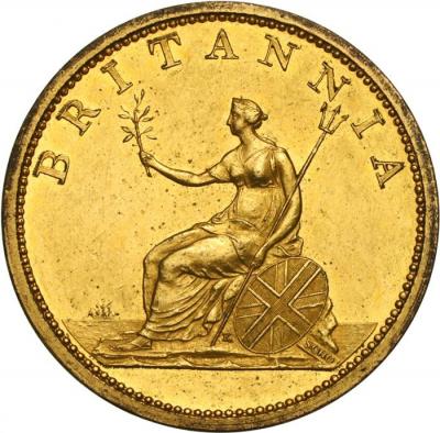 イギリス　1806　ジョージ3世　1/2　ハーフペニー銅貨　金張りプルーフ　パターン貨幣　Gilt