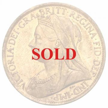 SOLD　イギリス　1901　ヴィクトリア　ヴェールド　オールド　ハーフペニー　1/2ペニー　銅貨