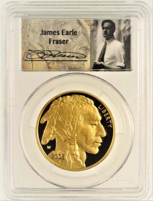 アメリカ　2008W　$50　James E Fraserインディアン　バッファロー純金貨　PCGS PR70DC