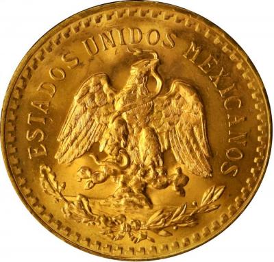 メキシコ　1947　50ペソ　金貨　UNC