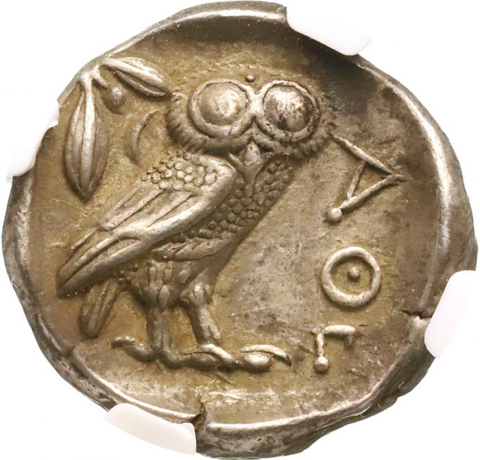 ギリシャ アテネ 古代 テトラドラクマ銀貨 フクロウ BC440-404 NGC Ch 