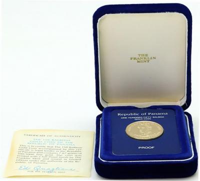 パナマ　1980年　シモン・ボリバル 没後150周年　150バルボア　プールフ金貨　オリジナルケース付