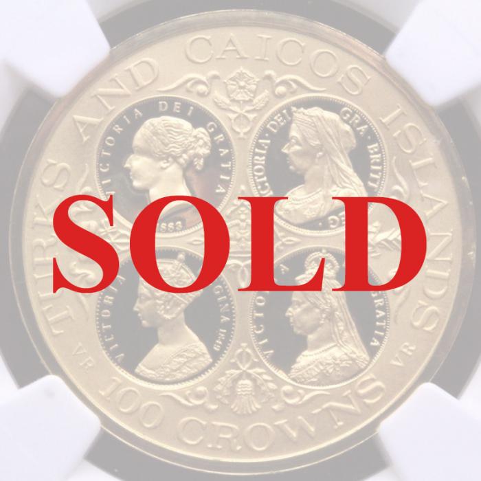 イギリス タークス諸島100クラウン金貨 歴代ビクトリア NGC PF68UC