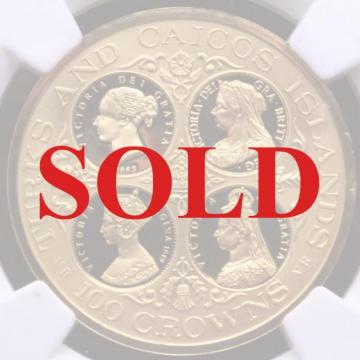 イギリス　タークス諸島100クラウン金貨 歴代ビクトリア NGC PF68UC 発行限定2,648枚
