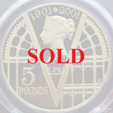 イギリス　2001年　5ポンド　エリザベス金貨　ビクトリア崩御100年　PCGS PR69DCAM