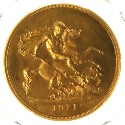 イギリス　1911年　ジョージ5世　5ポンド　プルーフ金貨PCGS　PR63　発行2812枚