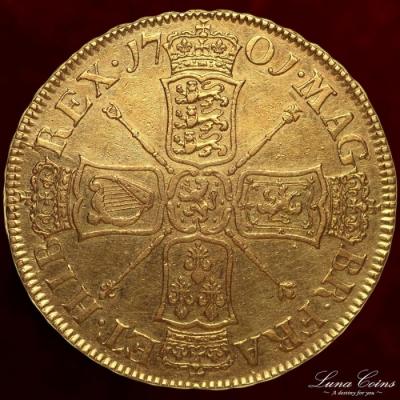 イギリス　1701年 ウィリアム3世　5ギニー金貨　希少Finework