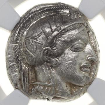 古代ギリシャ　アッテカ アテネ　テトラドラクマ銀貨　フクロウ　BC440-404　NGC XF Strike 5/5 Surface 4/5 Full Crest