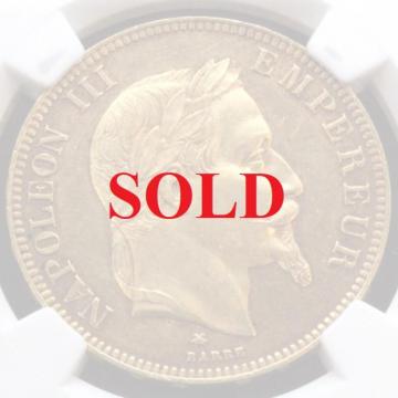 フランス　1868A　100フラン大型金貨　ナポレオン三世　月桂冠