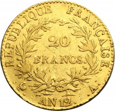 フランス AN12年　20フラン ナポレオン1世　金貨　第一執政 パワーコイン