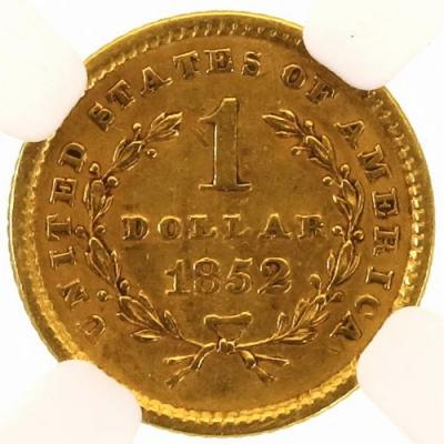アメリカ 1852年銘 リバティヘッド 1ドル金貨 NGC鑑定