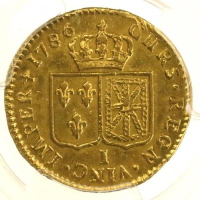 フランス　1786年I　1ルイドール　金貨 ルイ16世　ラ・ロシェルミント PCGS鑑定