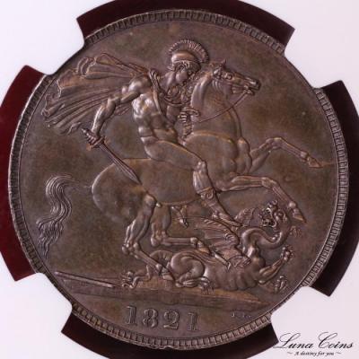 イギリス　1821年銘　ジョージ4世プルーフクラウン銀貨PF62 NGC