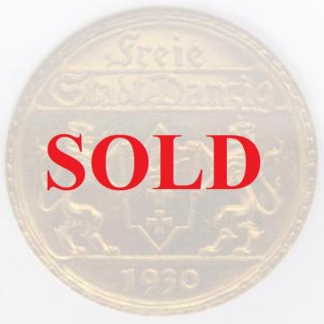 ポーランド　1930年　ダンツィヒ　25グルデン金貨　MS65 枚数4000枚