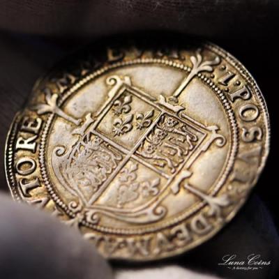 イギリス　エリザベス1世　1601-2年　ハーフクラウン銀貨