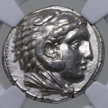 古代ギリシャ シチリア　Siculo-Punic テトラドラクマ 銀貨 ヘラクレス 300-289BC NGC ChXF 5/5,4/5 Fine style　レアレリーフ