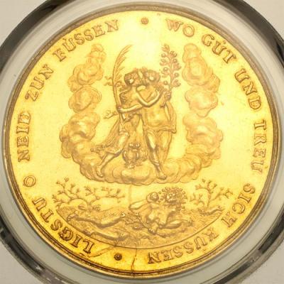 ドイツ　ハンブルク　1679年銘　5ダカット金貨　1/2バンクポルトガロッサー　PCGS MS61