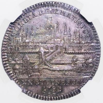 神聖ローマ帝国　ドイツ　1782年　レーゲンスブルク　REGENSBURG　1/2ターラー　ハーフターラー　銀貨　NGC MS63