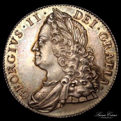 イギリス　ジョージ2世 1750年　クラウン銀貨　EF+