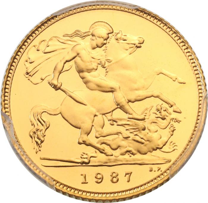 イギリス 1987年 1/2ソブリン 金貨 エリザベス2世 聖ジョージと竜退治 