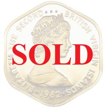 イギリス・バージン諸島　1982年 100ドル金貨　プルーフ　エリザベス2世　ヤングバスト 女王即位30周年記念　FDC完全未使用