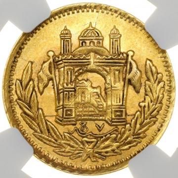 アフガニスタン　ヒジュラ暦 AH1304//7　1アマニ　金貨　NGC　AU58