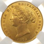 イギリス領オーストラリア　1870年銘　ヴィクトリア　ビクトリア　Victoria　ヤングヘッド　ソブリン金貨 シドニーミント　NGC UNC未使用