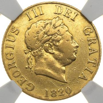 イギリス 1820年　ハーフソブリン金貨　ジョージ3世　NGC VF