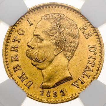 イタリア 1882年R　20リレ　ウンベルト金貨　EF極美品