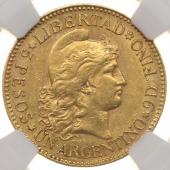 アルゼンチン　1887年　5ペソ金貨　自由の女神リバティ　EF極美品