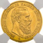 ドイツ プロイセン 1888年A　20マルク 金貨　フリードリヒ三世　EF極美品