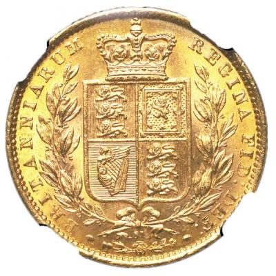 イギリス　1871年銘　ソブリン金貨　ビクトリアヤングヘッド　NGC　MS64
