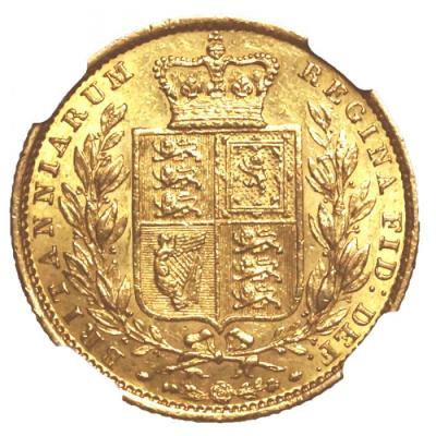 イギリス　1856年銘　ソブリン金貨　ビクトリアヤングヘッド　NGC　AU58