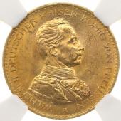 ドイツ プロイセン 1914年　20マルク 金貨　ヴィルヘルム2世　UNC未使用